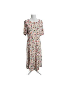 Croft & Barrow Maxi Dress Size Large White Multicolor Floral Short Sleeve